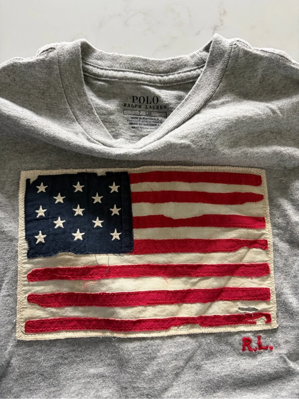 Ralph Lauren Kids Flag Tee - Red & Gray